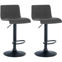BARHOCKER 2er Set Brandon Stoff dunkelgrau - Dunkelgrau/Schwarz, Textil/Metall (39/104/36cm) - TPFLiving
