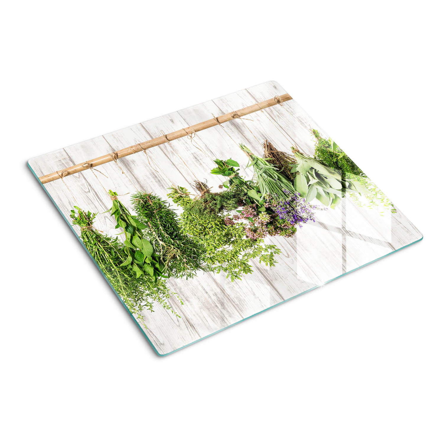 GLASPLATTE 60x52 cm Kräuterschnur - Grün, Glas (60/0.4/52cm) - TULUP