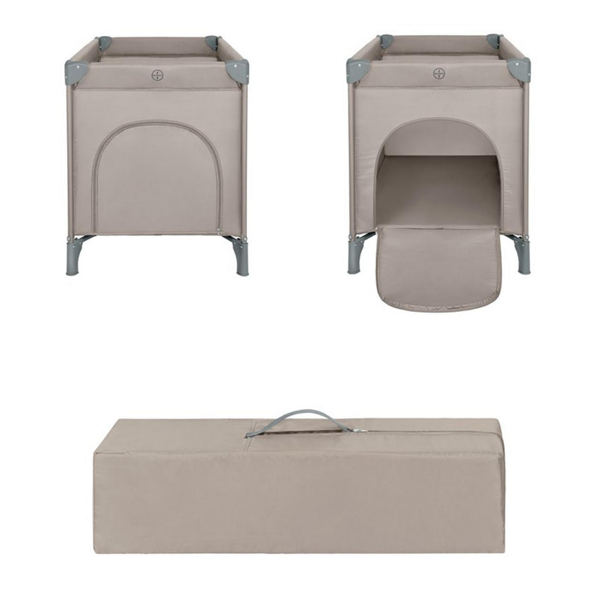BABYREISEBETT So Gifted beige braun Seiteneingang, weiche Matratzenauflage, kompakt faltbar, Tragetasche - Beige, Metall (60/120cm) - Kikka boo
