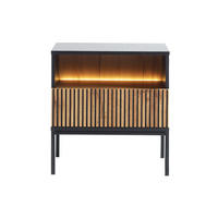 NACHTTISCH - 53.6 cm x 39 cm - Holz, Platte - Schwarz, Naturfarben Hell - OVILA - Schwarz/Naturfarben, Holz (53.6/56.2/39cm) - Vente-Unique