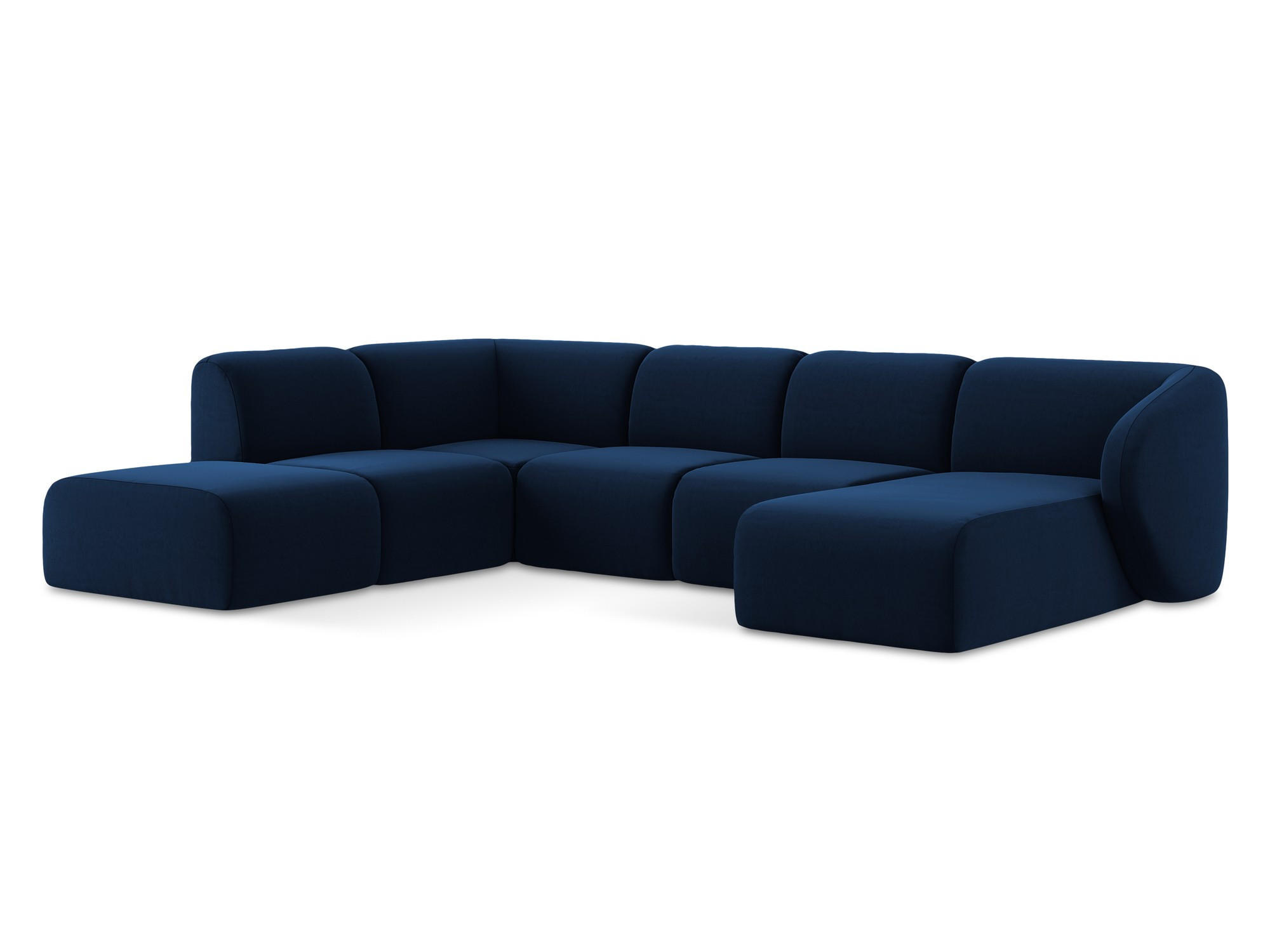 WOHNLANDSCHAFT Samt Stoff Blau - Türkis/Schwarz, Holzwerkstoff/Kunststoff (325/75/236cm) - Makamii