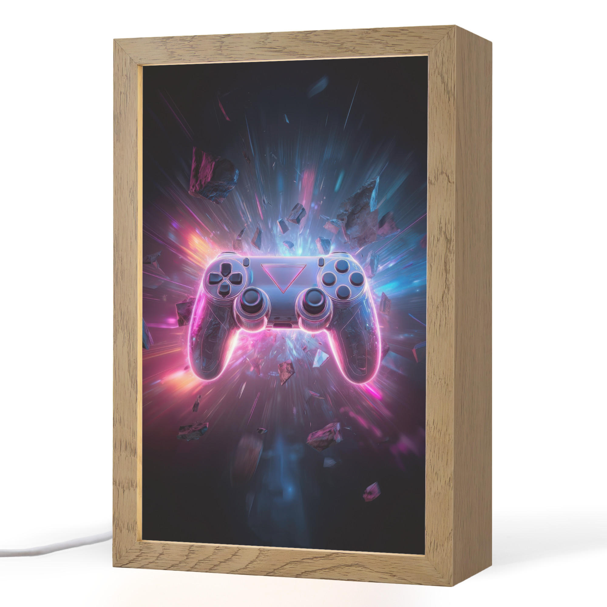 NACHTTISCHLAMPE Controller - Neon - Explosion - Abstrakt 20x30 cm - Violett, Holzwerkstoff (8/20/30cm)