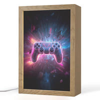 NACHTTISCHLAMPE Controller - Neon - Explosion - Abstrakt 20x30 cm - Violett, Holzwerkstoff (8/20/30cm)