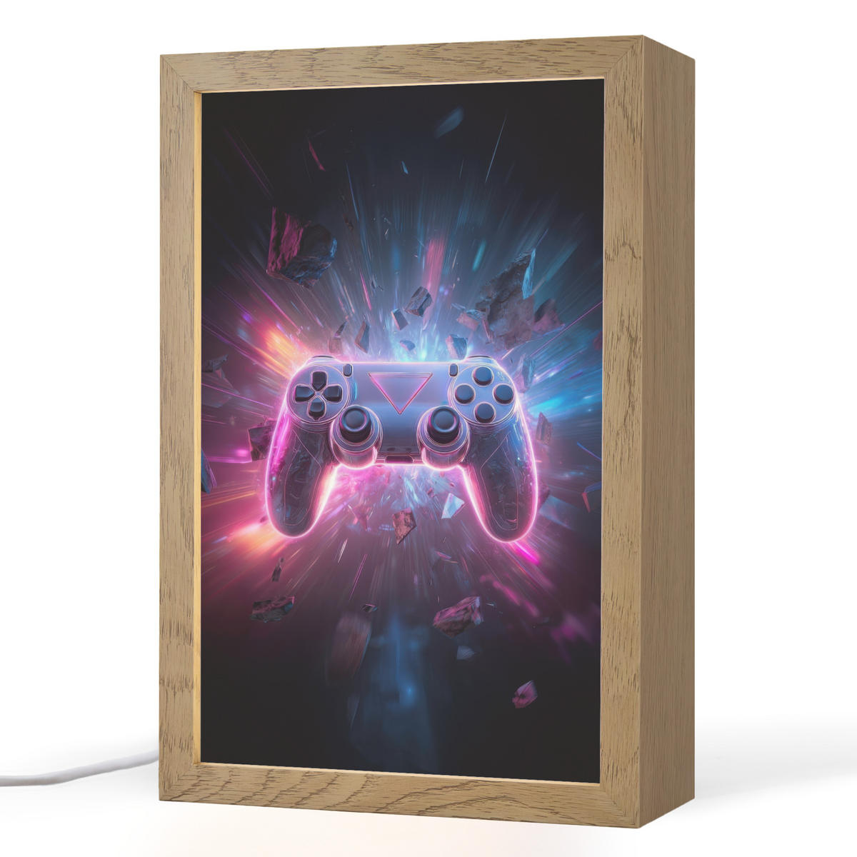 NACHTTISCHLAMPE Controller - Neon - Explosion - Abstrakt 20x30 cm - Violett, Holzwerkstoff (8/20/30cm)