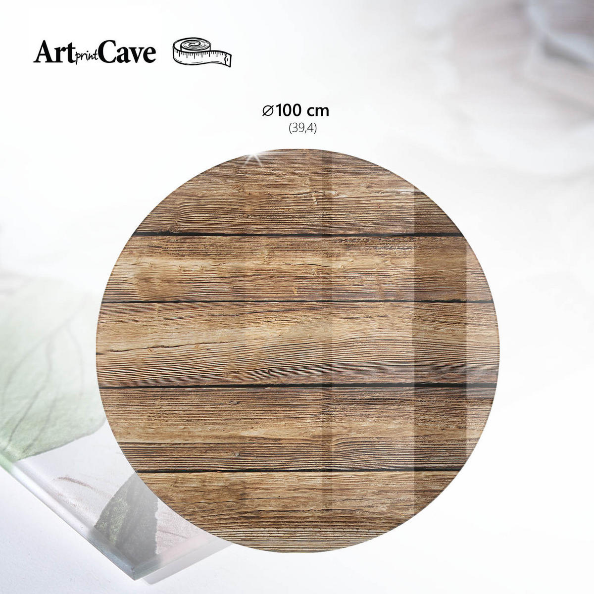 TISCHPLATTE fi100 cm – Holzbretter - Grün, Glas (100/100/0.4cm) - Wallfluent