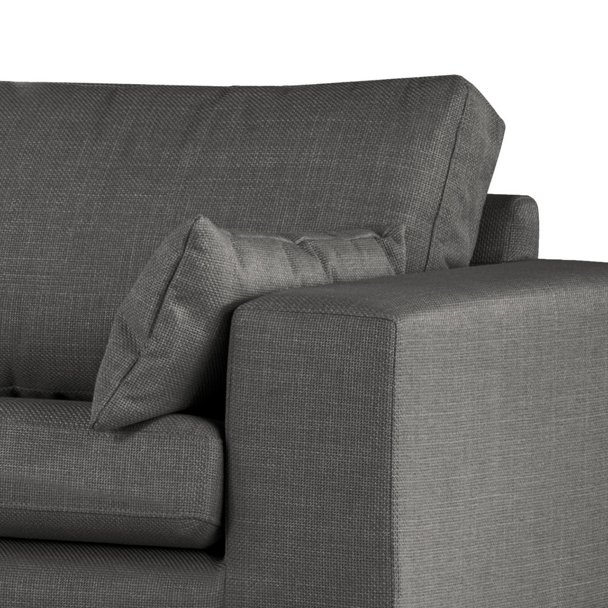 ECKSOFA mit Ottomane - Eichefarben/Dunkelgrau, Eichenholz/Textil (287/219cm) - home24