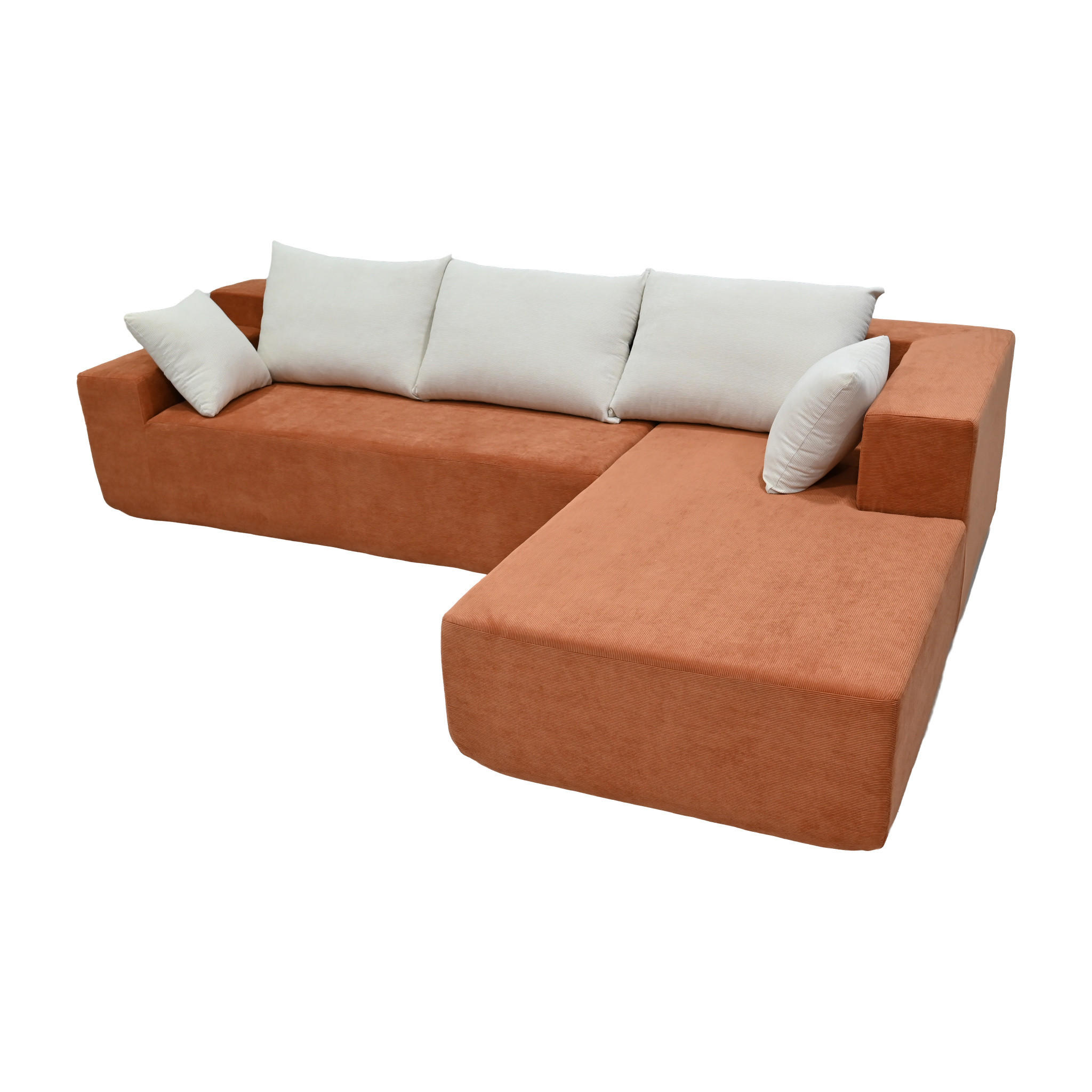 ECKSOFA Luna Orange Weiß 3-Sitzer Rechts - Orange, Textil (267/175cm) - COCO Living