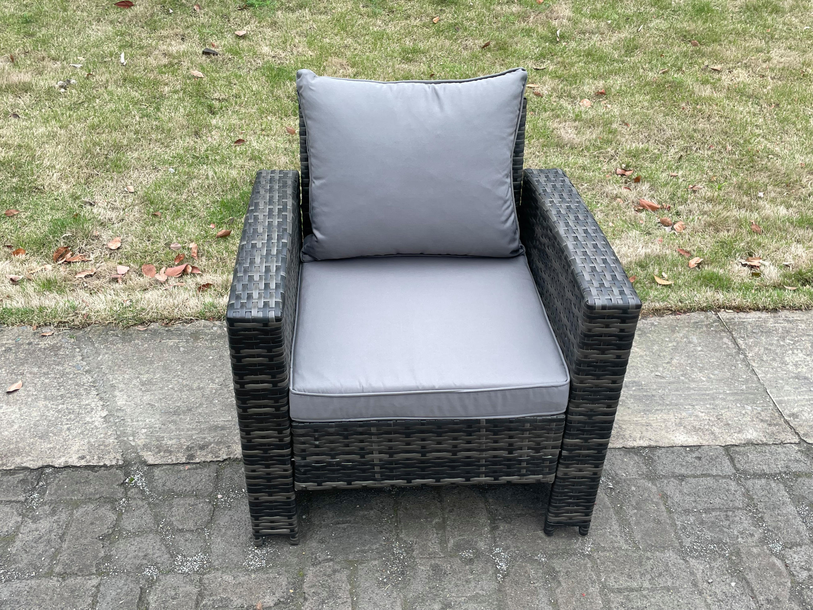 GARTENSOFA Polyrattan Dunkelgrau 1-Sitzer - Dunkelgrau, Metall (72/70/69cm) - Fimous