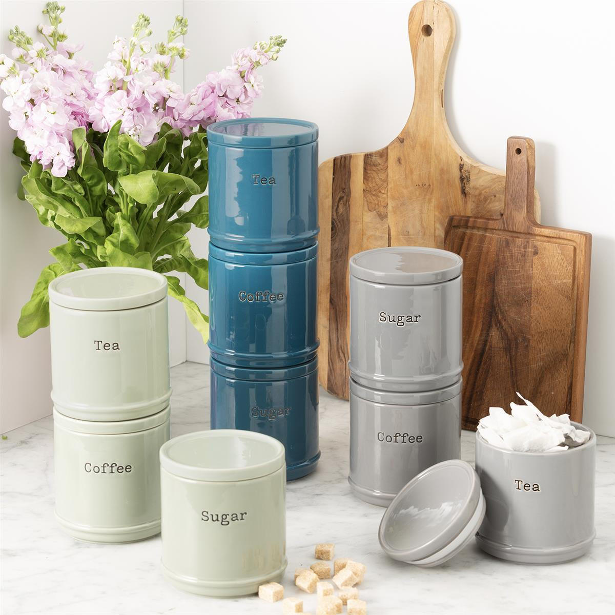 VORRATSDOSEN ACCENTS 3er Set, salbeigrün, 750 ml - Multicolor, Keramik - Price & Kensington