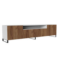 TV-SCHRANK Weiß Noeli Gerillte Front Katania - Weiß/Braun, Holzwerkstoff (200/53/41cm) - Sepro Meble