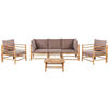 LOUNGE SET 5-Sitzer Bambusholz hellbraun 4-teilig Auflagen taupe Cerreto - Taupe, Holz - Beliani