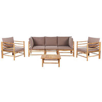 LOUNGE SET 5-Sitzer Bambusholz hellbraun 4-teilig Auflagen taupe Cerreto - Taupe, Holz - Beliani