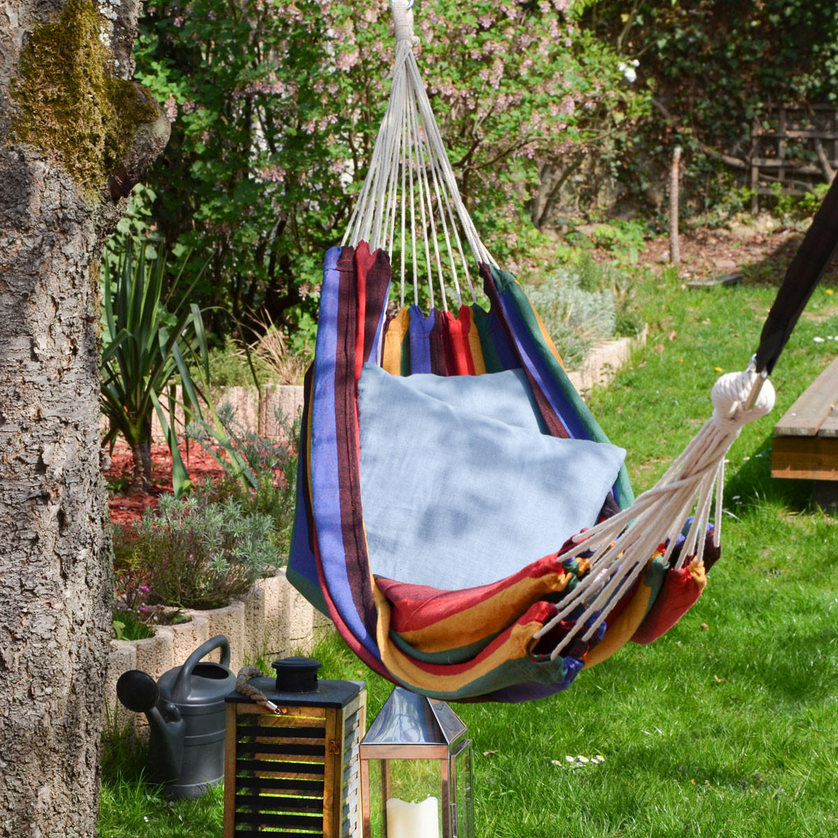 XXL-HÄNGEMATTE für 2 Personen bis 150kg, 200/120 cm, bunt - Multicolor, Textil (160/2.5/260cm) - Amanka