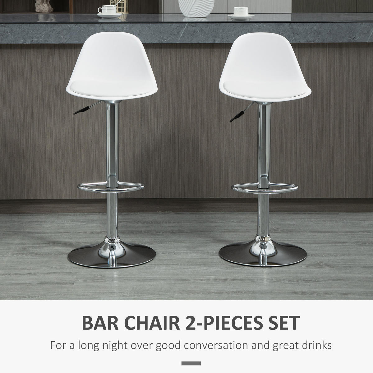 BARHOCKER 2er-Set mit modernem Design bis 120 kg(Ein Stuhl) Barstühle Weiß - Weiß, Kunststoff (42/104/41cm) - HOMCOM