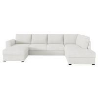 WOHNLANDSCHAFT Wilma Premium, Seite: Rechts - Creme/Schwarz, Holz/Textil (305/85/188cm) - MIRJAN24