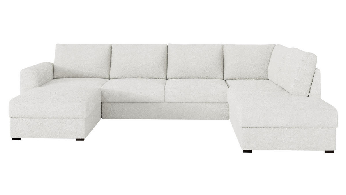 WOHNLANDSCHAFT Wilma Premium, Seite: Rechts - Creme/Schwarz, Holz/Textil (305/85/188cm) - MIRJAN24