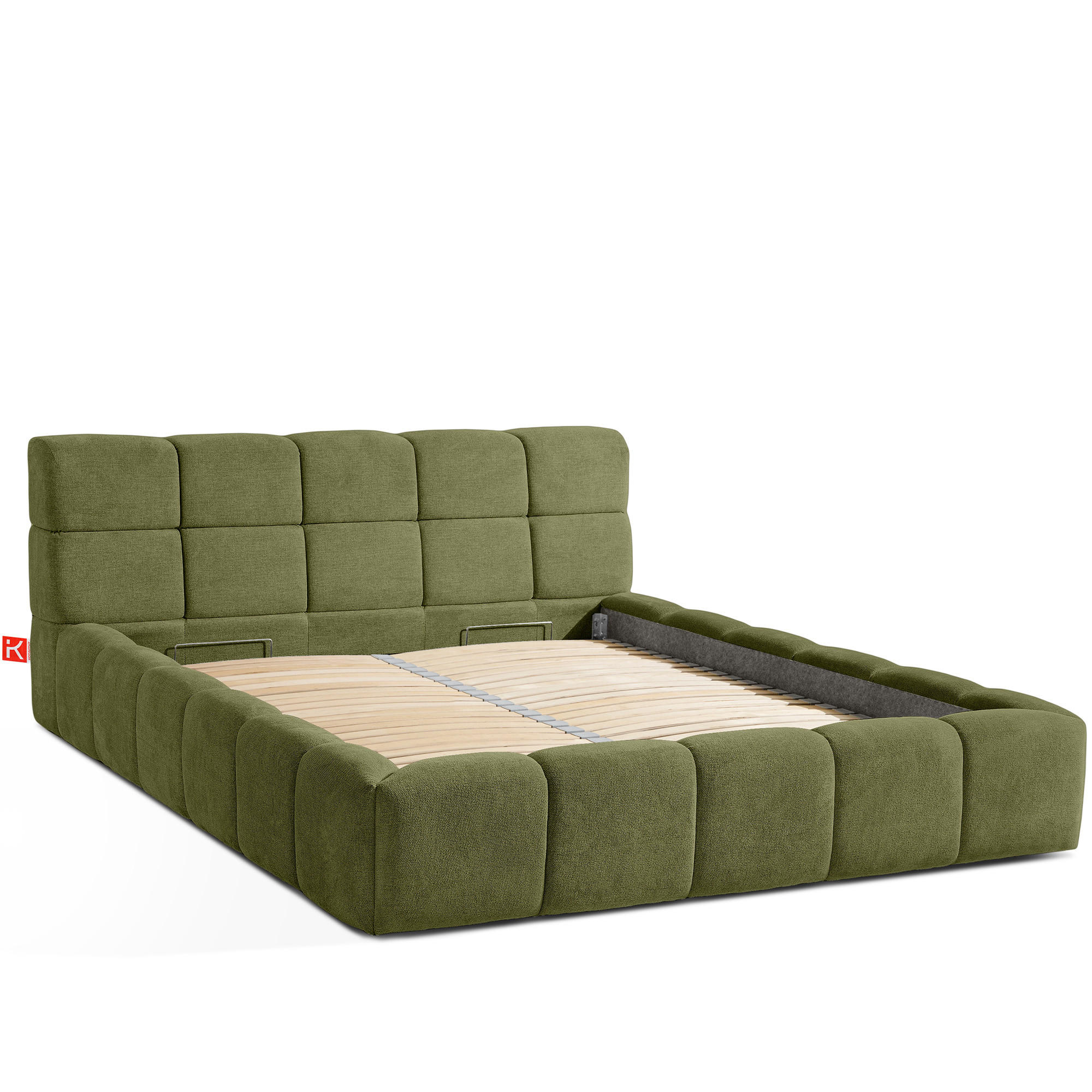 POLSTERBETT AERI 140/160/180/200 mit Rahmen und Bettkasten, oliv - Olivgrün, Holz/Holzwerkstoff (160/200cm) - KONSIMO®