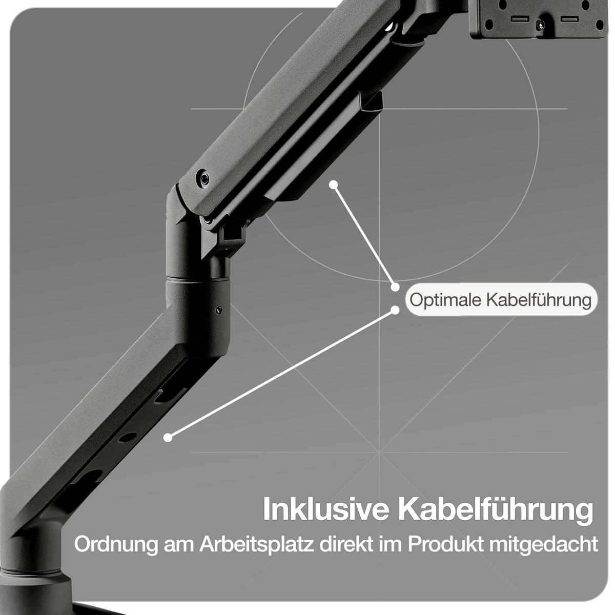 MONITORARM Doppel-Monitorarm in schwarz mit Gasfeder für 2 Monitore 17–35 Zoll bis je 20kg / Schwarz - Schwarz, Metall (25/50/13cm) - ASSMANN