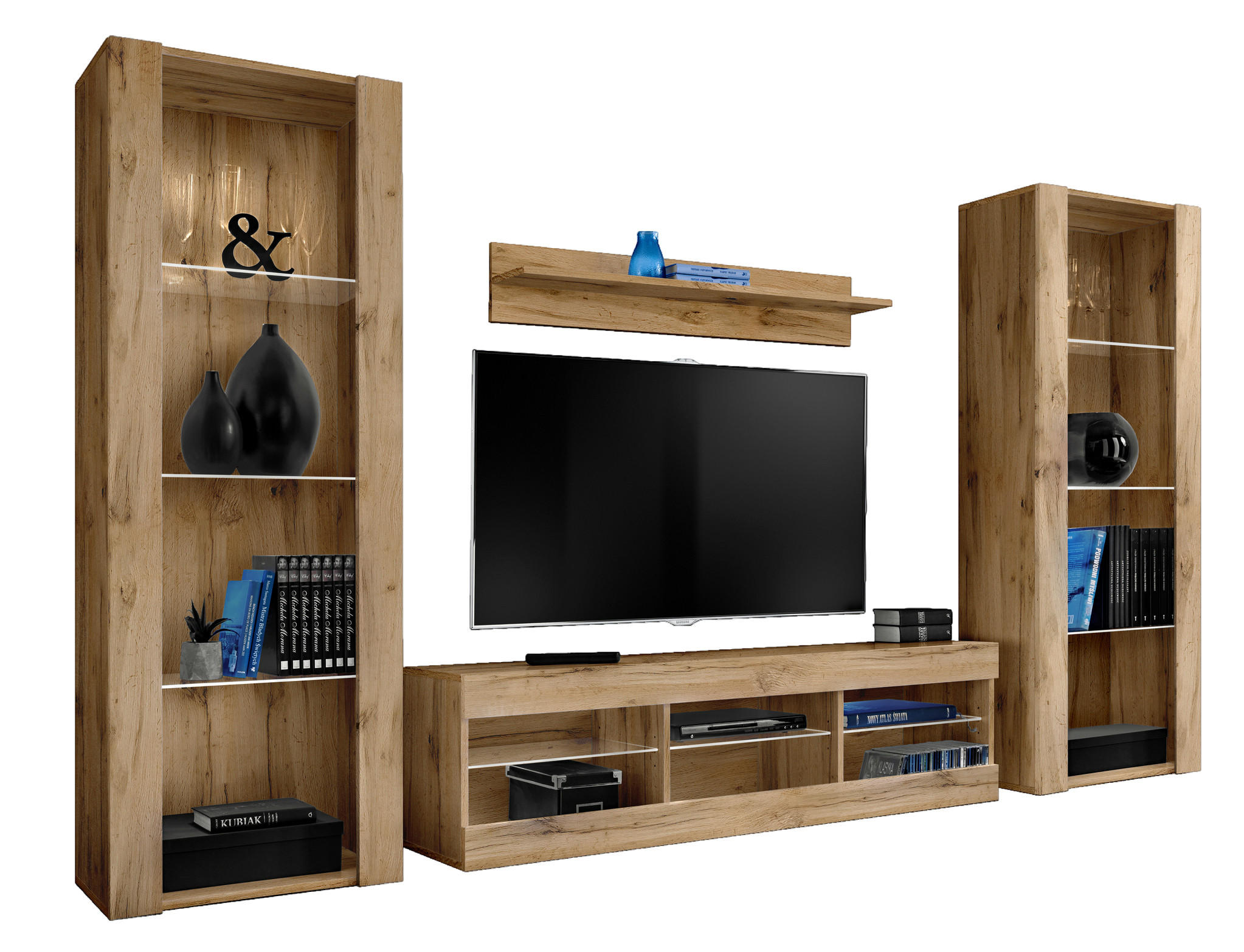 Komodee Wohnzimmerset Eiche Wotan, Eiche Wotan 250x159x35 cm