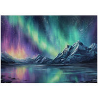 FOTOTAPETE Gebirge Nordlicht Blau 250x175 cm - Multicolor, Papier (250/175cm) - Wallarena