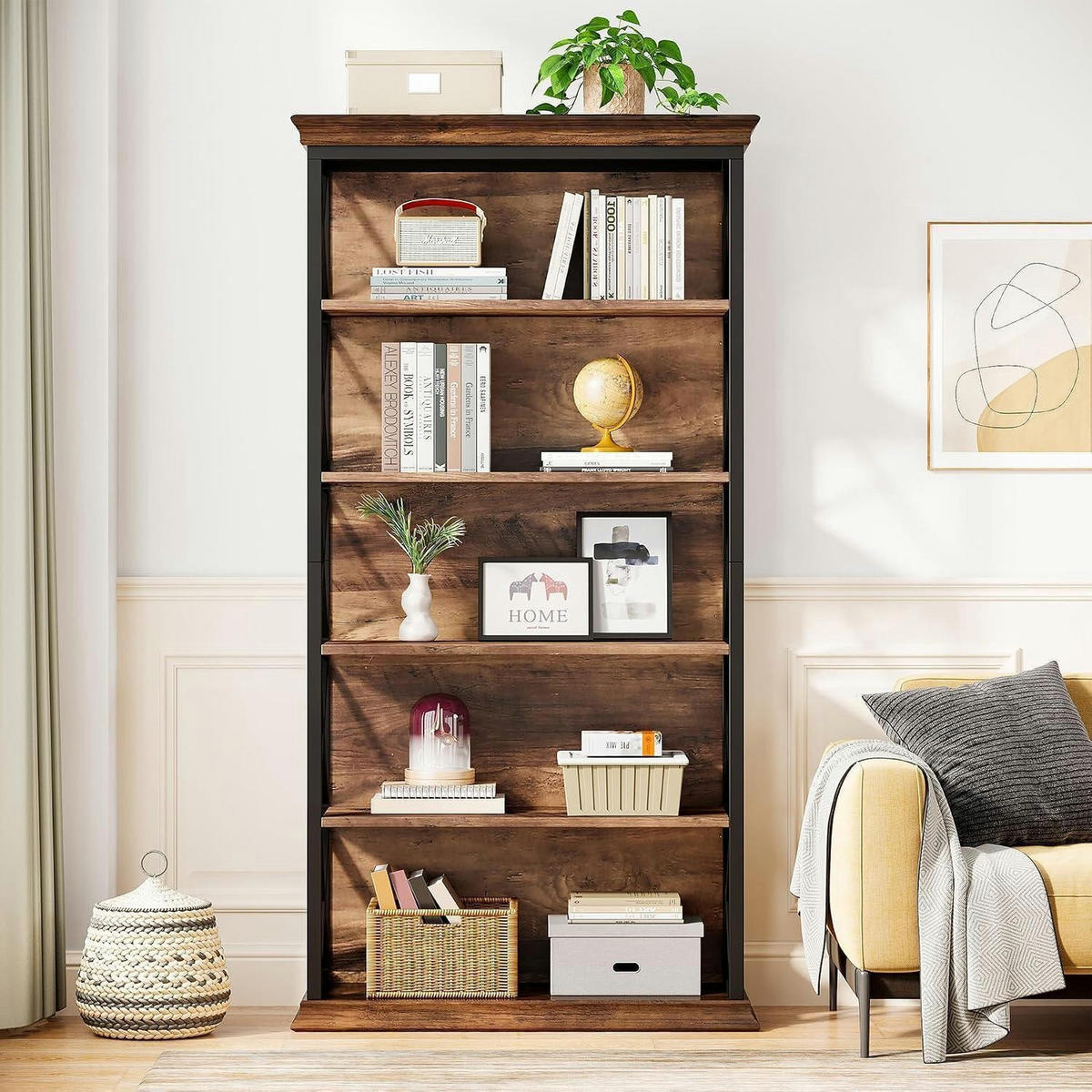 BÜCHERREGAL 180cm Holz Metall Vintagebraun - Braun, Holzwerkstoff (30/180/80cm)