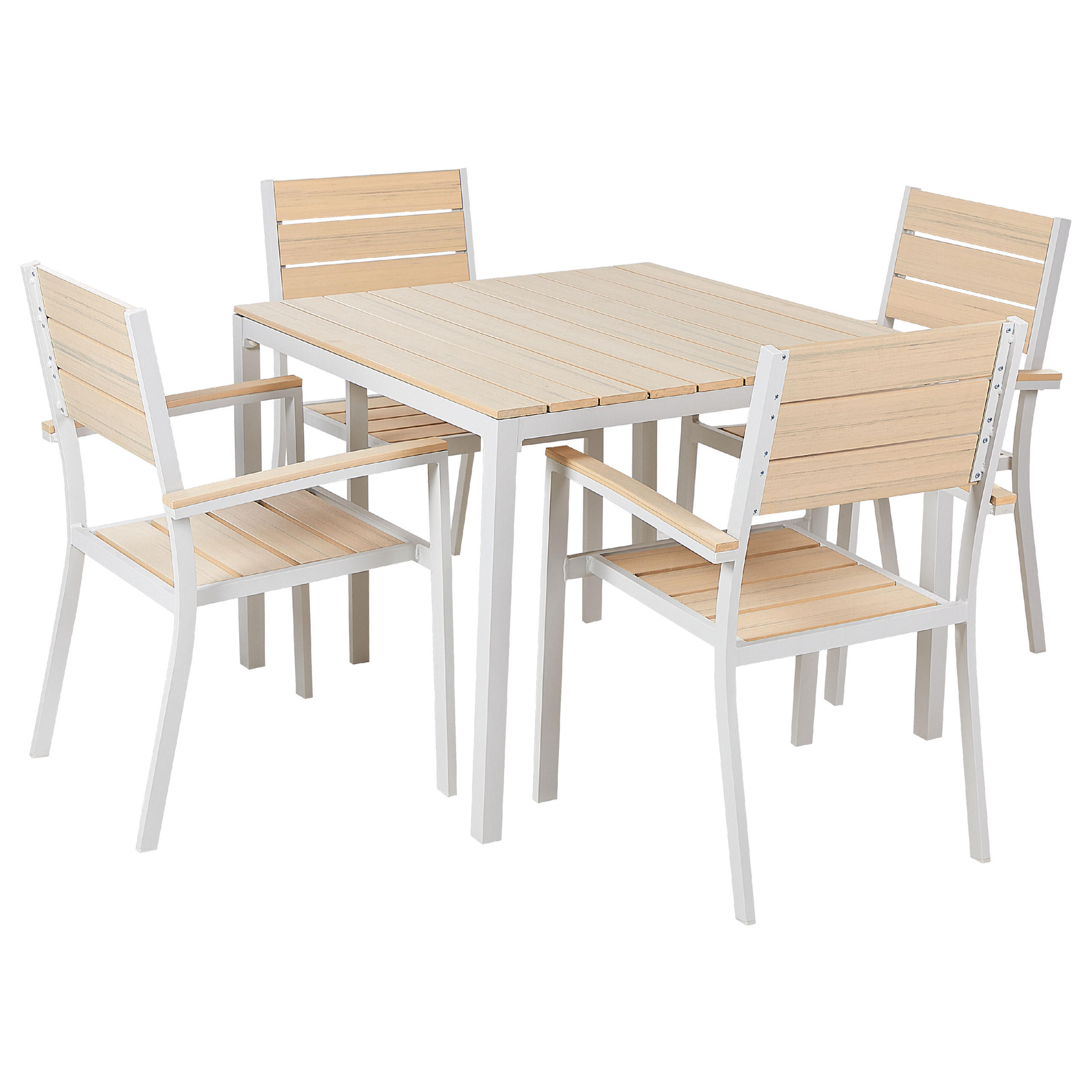 GARTENMÖBEL SET 4-Sitzer Kunstholz beige Prato - Beige/Weiß, Kunststoff - Beliani