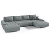 WOHNLANDSCHAFT Draco U Hellgrau. - Silberfarben/Hellgrau, Textil/Metall (350/85/185cm) - Beautysofa