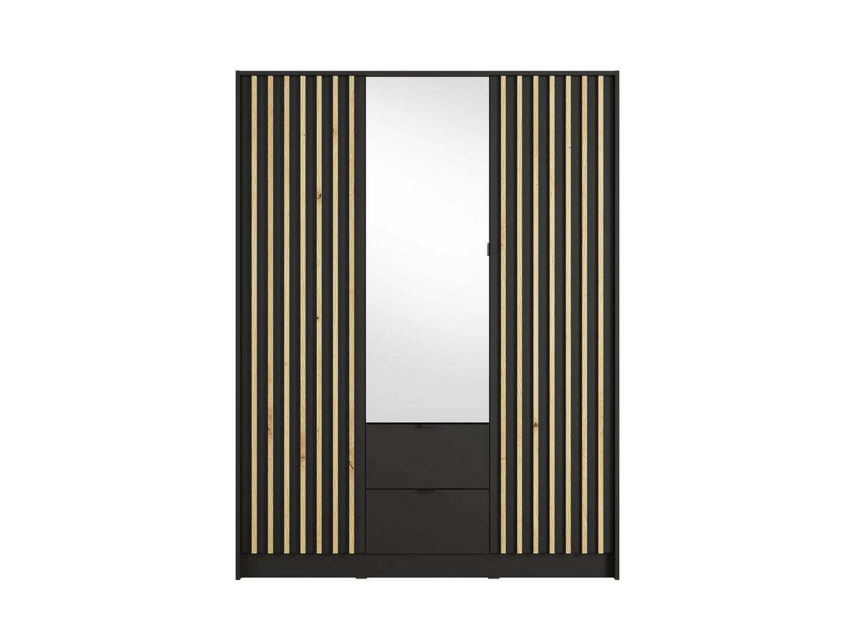 KLEIDERSCHRANK Onyx Schwarz 151/201/55 - Schwarz, Holzwerkstoff (151/201/55cm) - RAUMHIRSCH FURNITURE