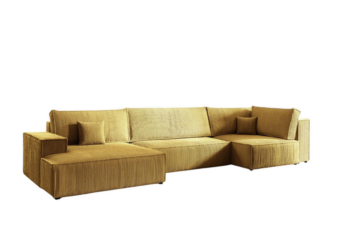 WOHNLANDSCHAFT Corunia - Gelb, Holzwerkstoff/Textil (398/70/148cm) - Fun Möbel