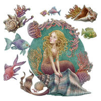 WANDAUFKLEBER 60x53cm - Sirenengeschichten - Multicolor, Kunststoff (60/53/0.1cm) - Wallfluent