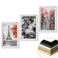 WANDBILDER 3er-Set - 40x60 cm Weißer Rahmen - graue Gemälde des Eiffelturms - Weiß, Kunststoff (40/60cm) - ArtPrintCave