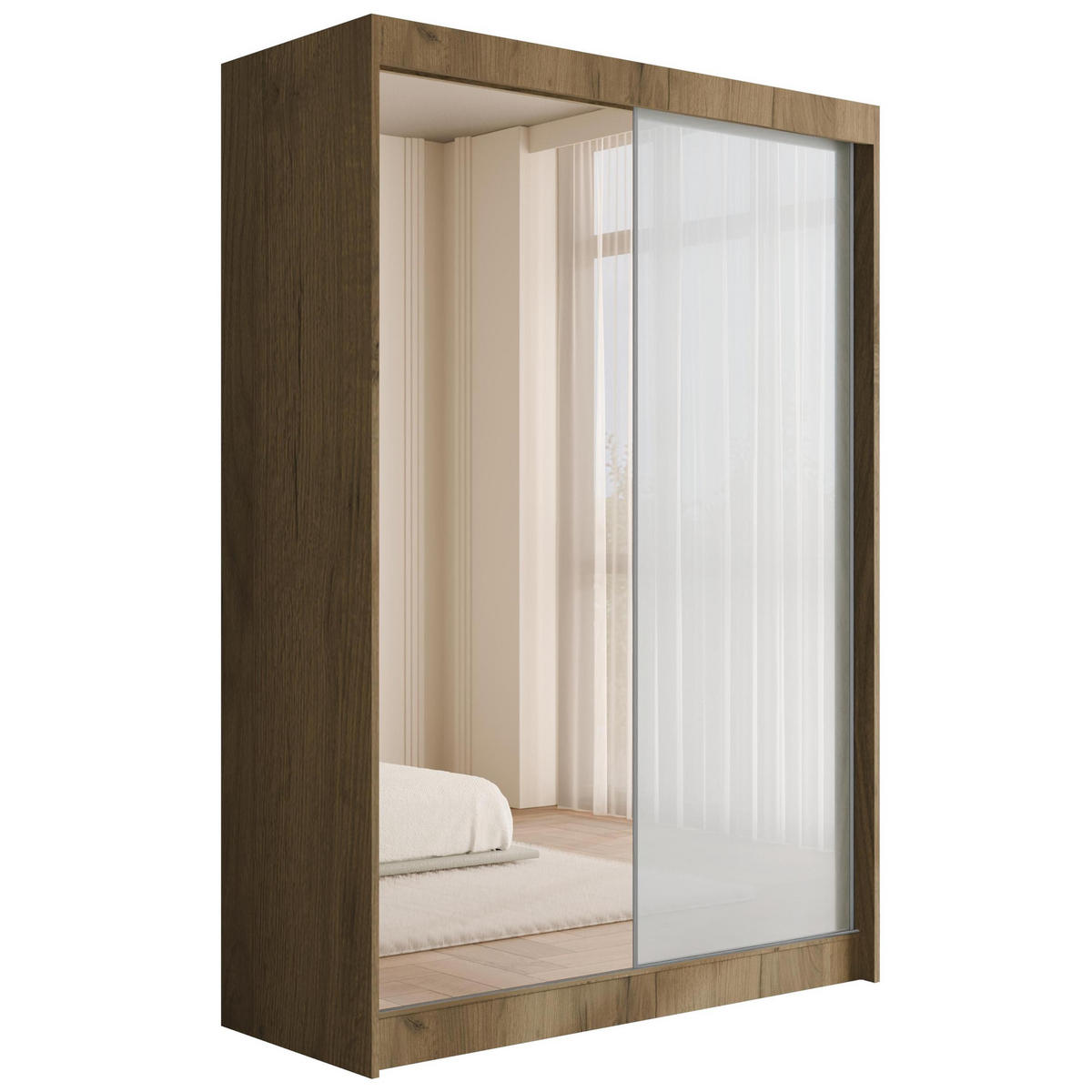 KLEIDERSCHRANK VESLI - 120 cm - Braun|Weiß - Braun/Weiß, Holzwerkstoff (120/215/61cm) - ALTDECOR