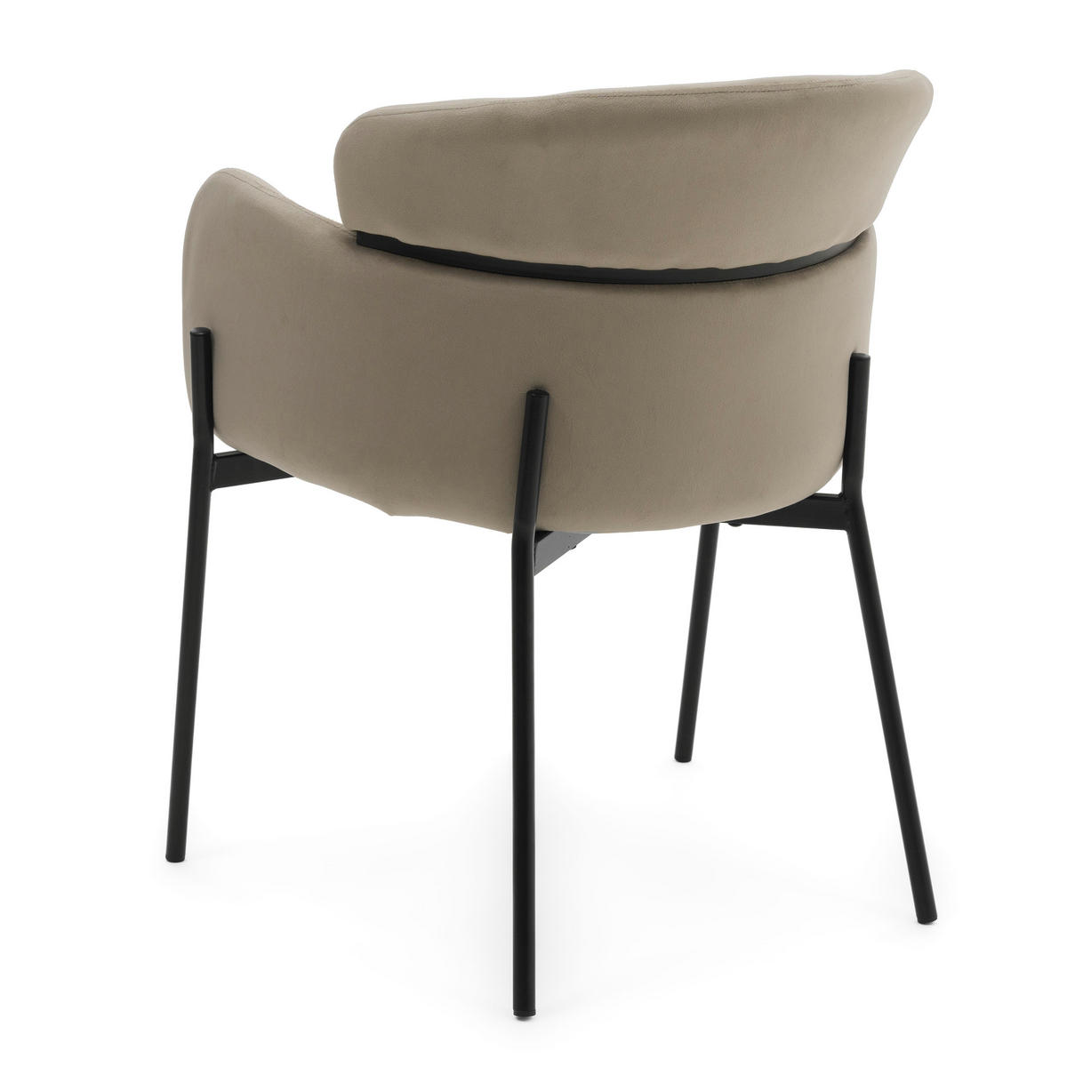 STUHL BOLZANO gepolsterter mit Steppung - dunkelbeige - Samt Velour - Beige/Schwarz, Textil/Metall (62/80/61cm) - NEW HOME