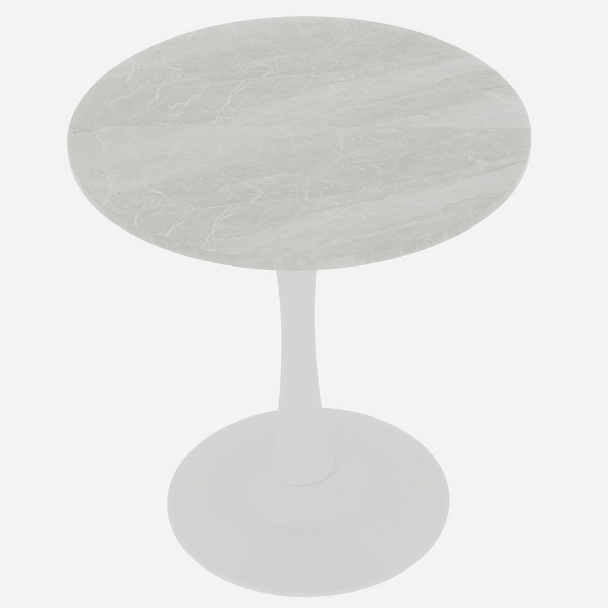 KLUBSKA miza, premer 70 cm bela, iz umetnega marmorja - bela, kamen (70/70/72cm) - BEAOK