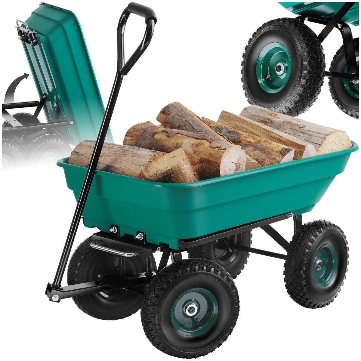 GARTENWAGEN Cubbi, Belastbarkeit 120 kg, grün - Grün, Metall (47.5/46/100cm) - tectake