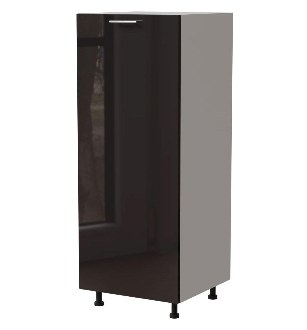 Feldmann-Wohnen Vorratsschrank Schwarz Hochglanz, Weiß 60x154x59 cm
