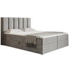 BOXBETT Bonio I 140/200 cm in Grau – mit Bettkasten und Topper - Hellgrau/Schwarz, Holz/Holzwerkstoff (140/200cm) - AX Living