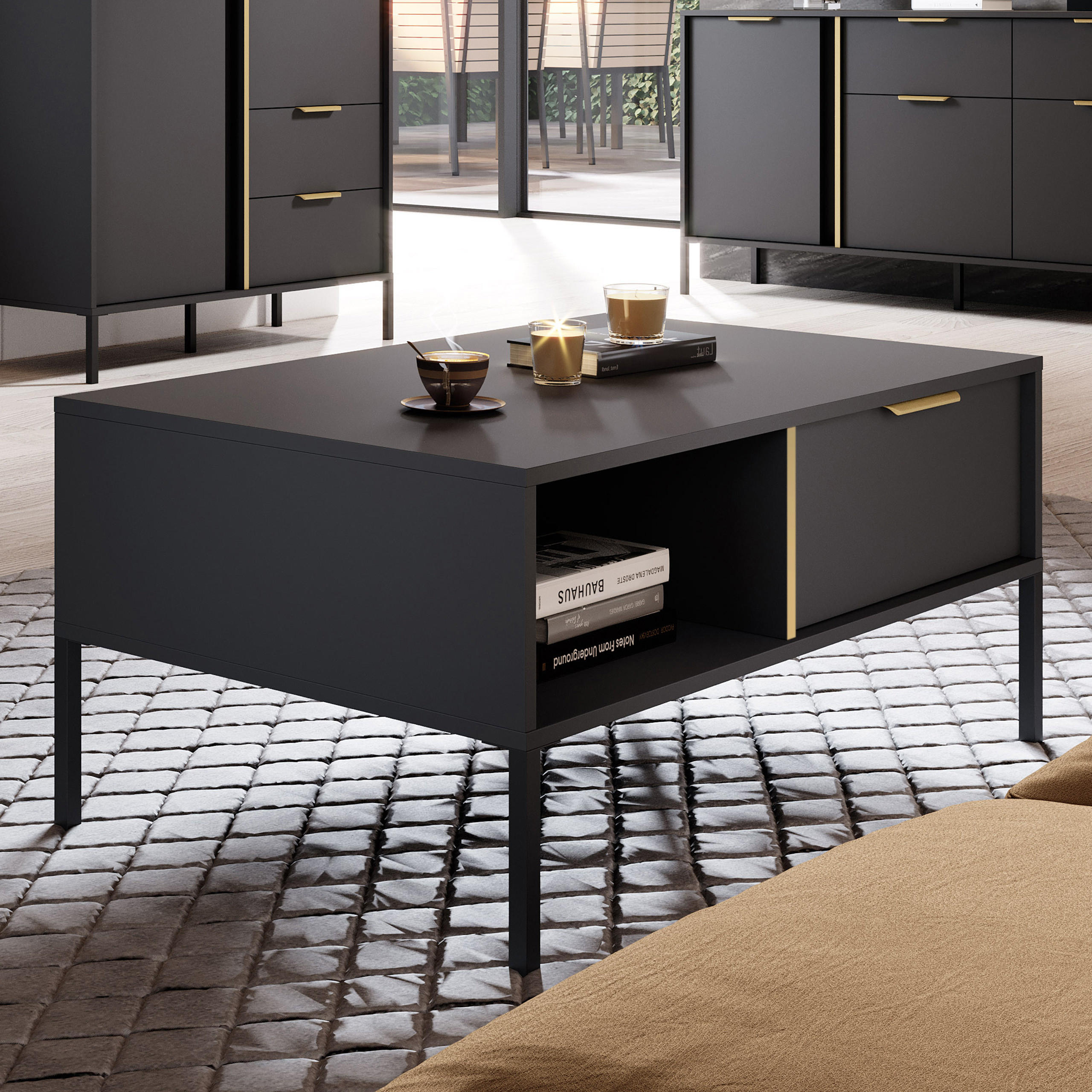 COUCHTISCH LORENZO 96,9/44,4/60 cm Anthrazit - Anthrazit, Holzwerkstoff (60/96.9/44.4cm) - MASSENO