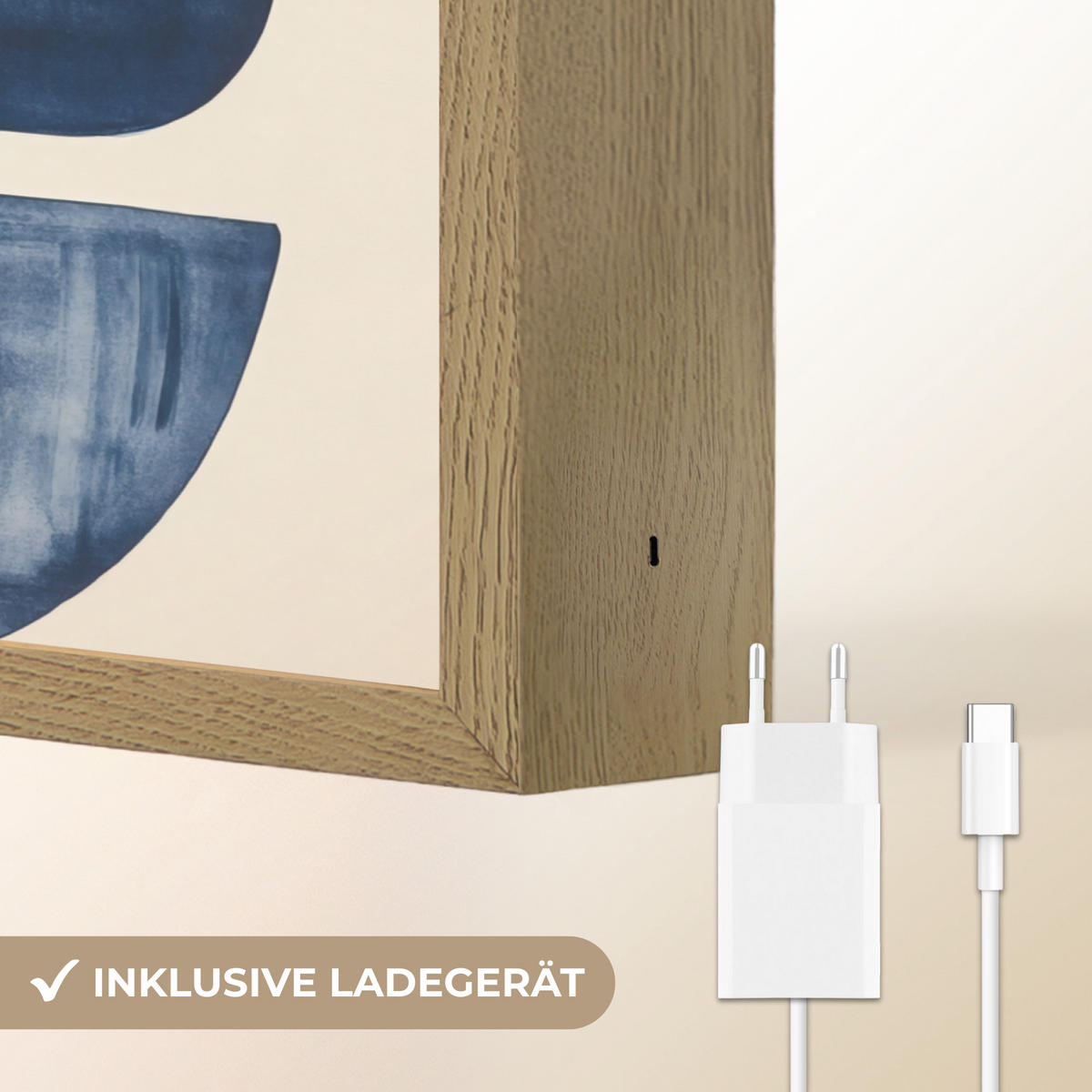 WANDLEUCHTE MIT AKKU Formen - Blau - Abstrakt 30x40 cm - Dunkelblau, Holzwerkstoff (30/40/8cm) - OnlyWow
