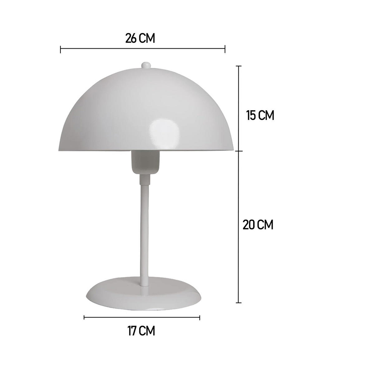 TISCHLEUCHTE Kleine Pilzlampen 26/35 - Weiß, Metall (26/35cm) - Bamyum
