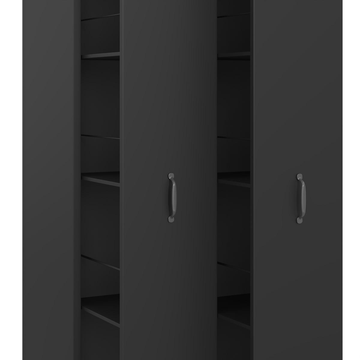 BÜCHERREGAL mit Rollen 4 Ebenen Erweiterbar MDF Modern - Schwarz, Holzwerkstoff (51.5/158/41cm) - FLIEKS