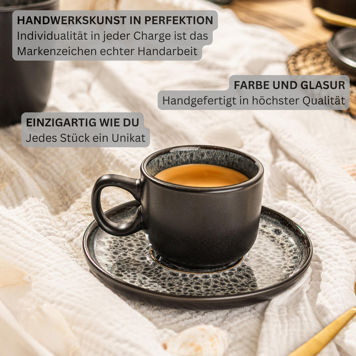 ESPRESSOTASSEN SET SYDNEY - 12 teilig aus Steingut - Grau, Keramik (0.08L) - Sänger