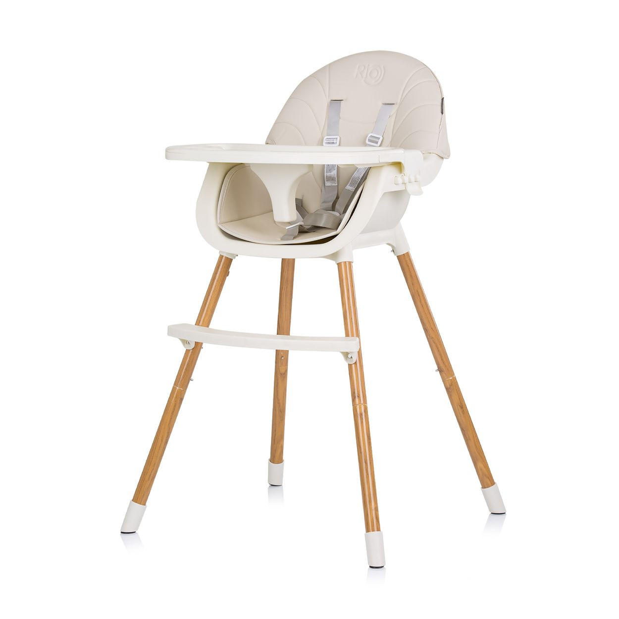 HOCHSTUHL Rio 2 in 1 beige weiß Kinderstuhl rutschfeste Beine 5-Punkt-Gurt - Beige/Weiß, Metall (61/84/51cm) - Chipolino