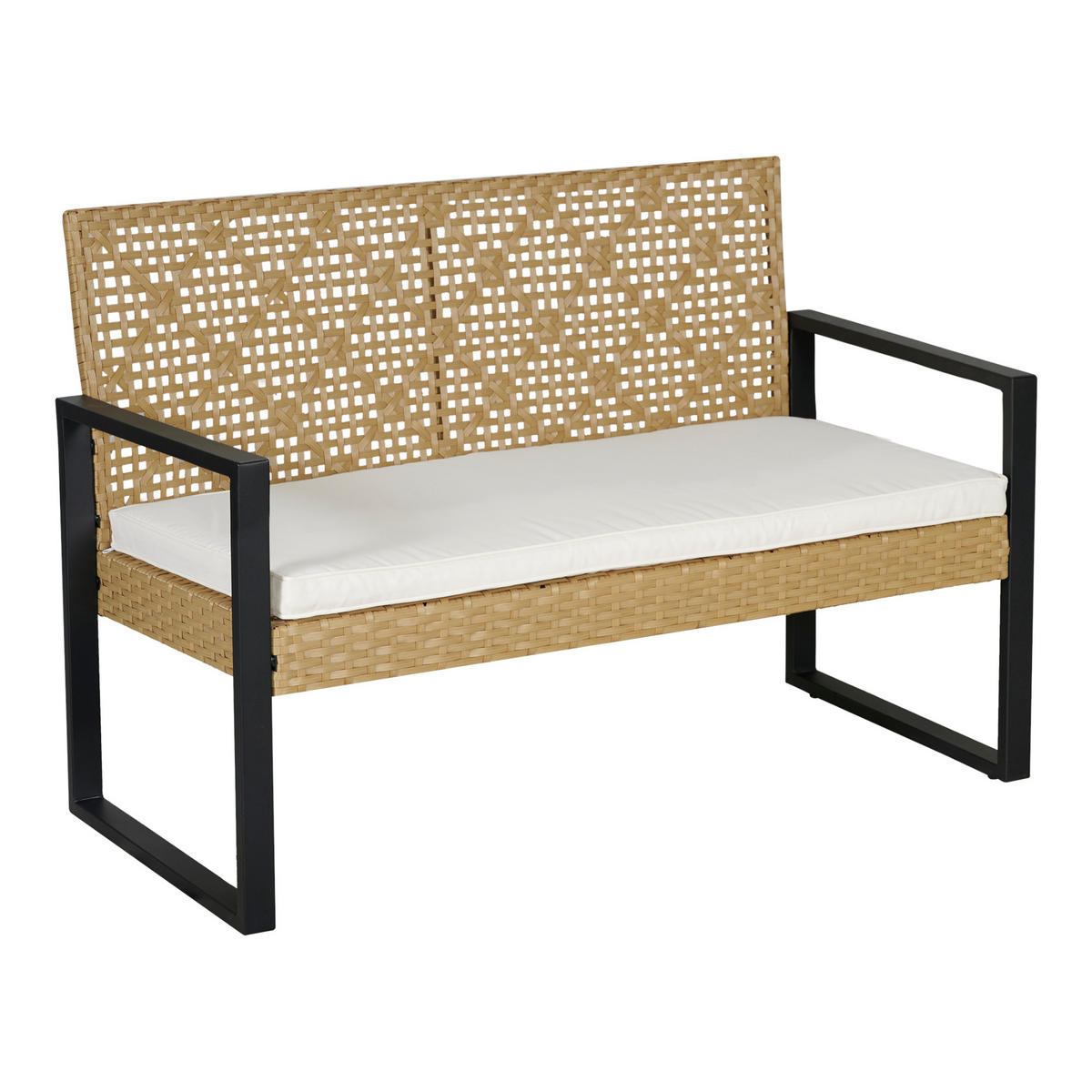 LOUNGE-SET 4 TLG. Calciano - Beige/Naturfarben, Kunststoff/Metall - casa.pro