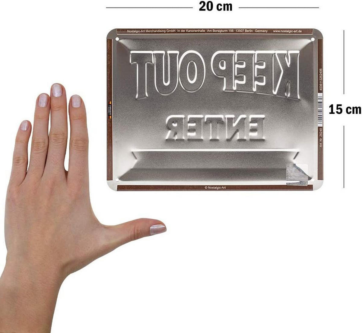 BLECHSCHILD 15/20 cm Achtung Keep Out or Enter - Multicolor, Metall (20/15/0.5cm) - Nostalgic-Art