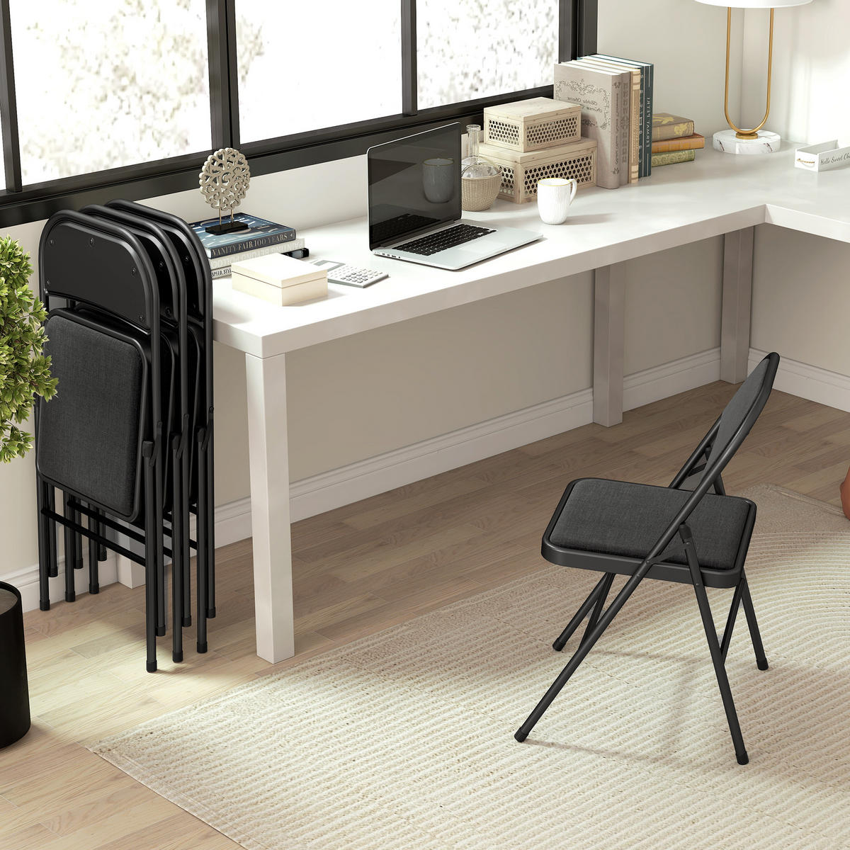 KLAPPSTUHL 4er-Set Schwarz 46.0/45.0/78.0 cm - Schwarz, Textil (45/78/46cm)