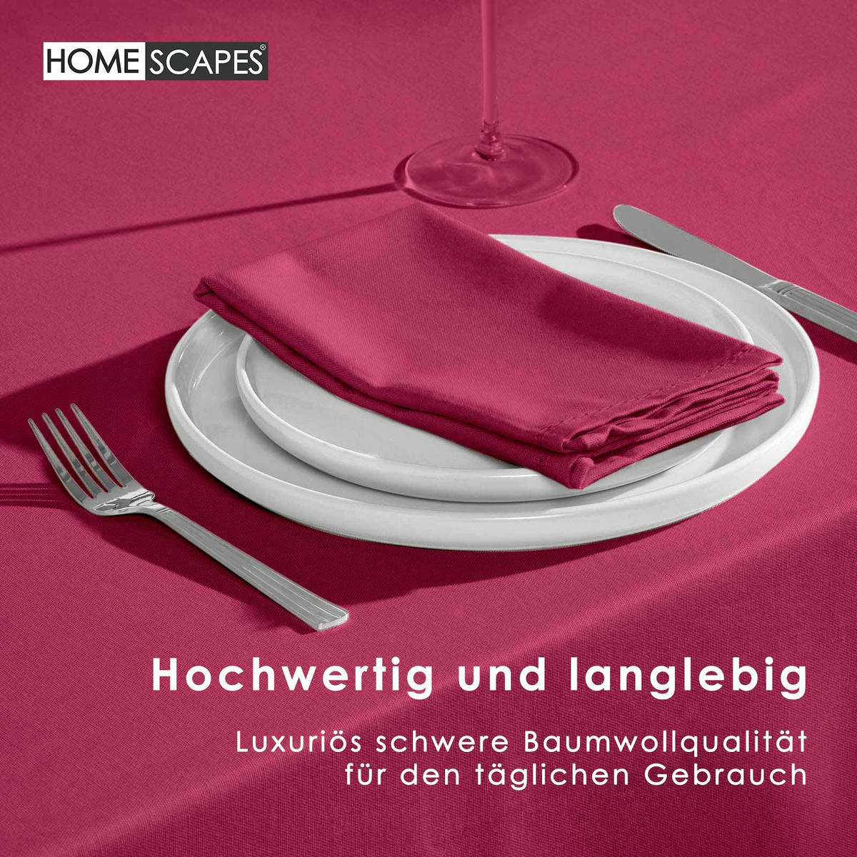 TISCHDECKE weinrot 137/137 cm, 100% Baumwolle - Weinrot, Textil (137/137cm) - Homescapes
