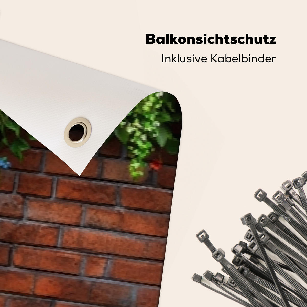 BALKON-SICHTSCHUTZ Blumen - Wand - Grün - Orange - Rotbraun, Kunststoff (500/85cm) - MuchoWow