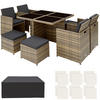 RATTAN SITZGRUPPE Manhattan,2 Bezugssets, zusammenschiebbar, inklusive Schutzhülle,natur - Naturfarben, Kunststoff - tectake