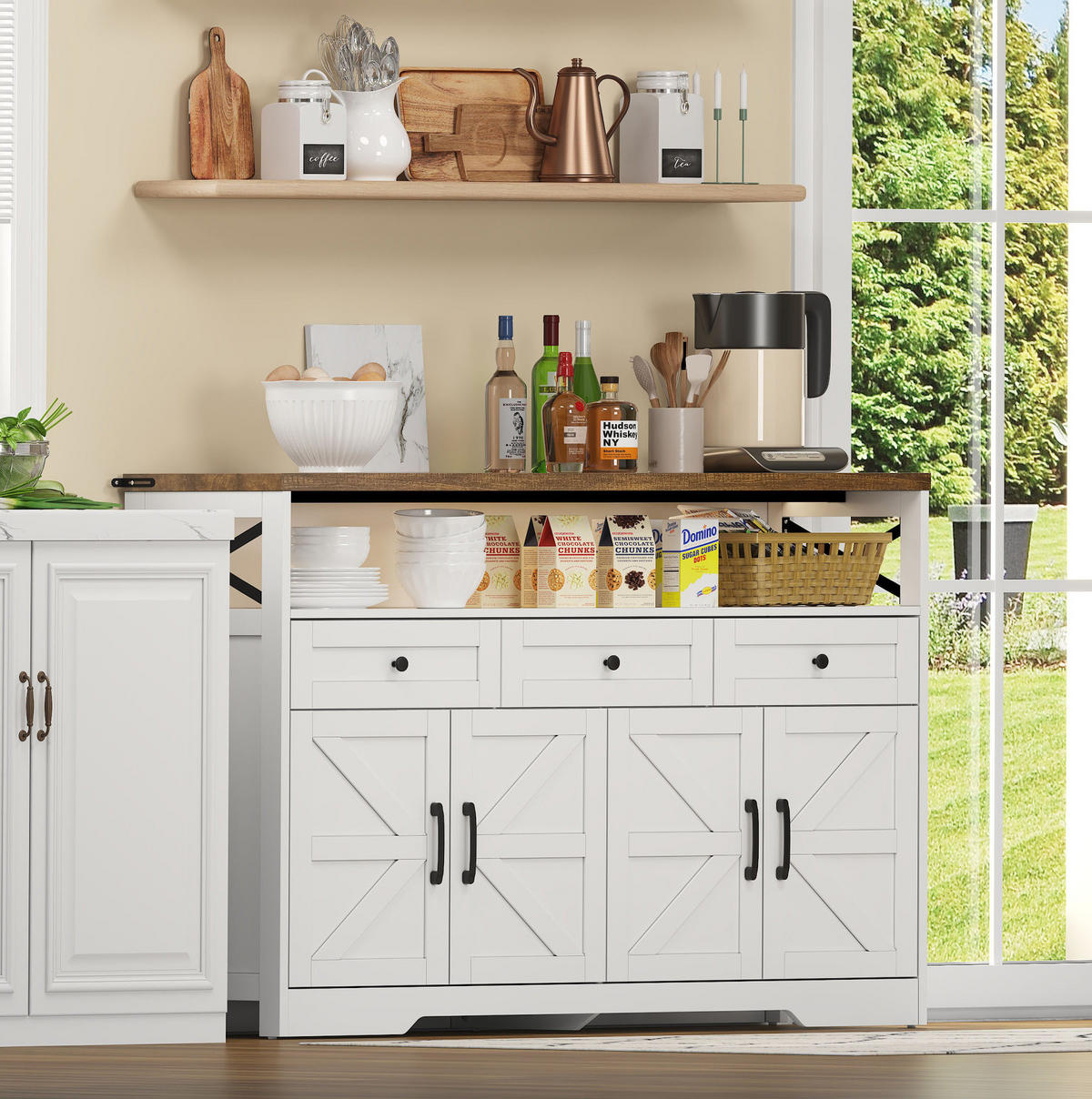 SIDEBOARD 140/35/95 cm aus MDF mit 3 Schubladen und 2 Türen Braun/Weiß - Braun, Holzwerkstoff (140/95/35cm) - Modenvie